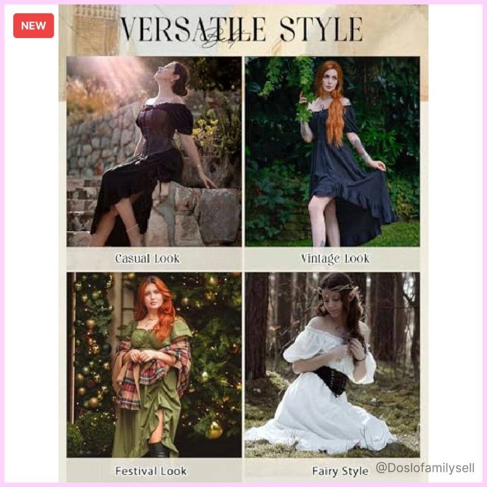 Corset Maxi Dress Elegant Victorian Cottagecore Renaissance Fair Ruffle - Picture 7 of 8